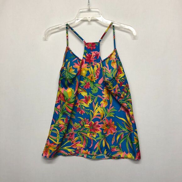 J Crew Women Hawaiian Tropical Racerback Cami Tank Top Size 4 Blouse B276 -4 - Picture 10 of 12